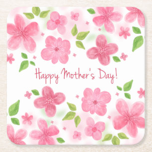 Elegant Floral Happy Mother's Day Coaster