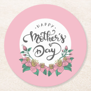 Elegant Floral Happy Mother's Day Coaster