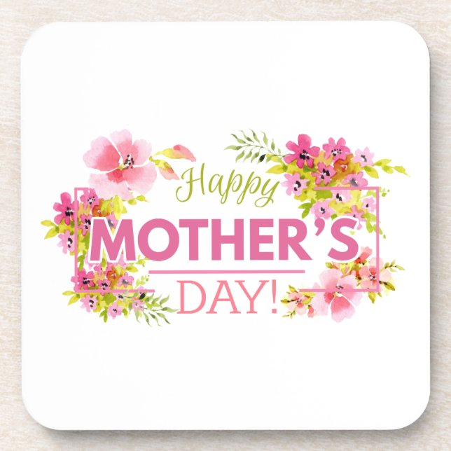 Elegant Floral Happy Mother's Day | Coaster (Front)