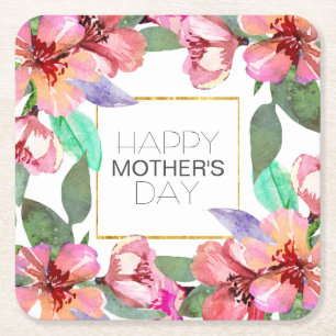Elegant Floral Happy Mother's Day   Coaster