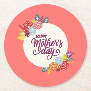 Elegant Floral Happy Mother's Day   Coaster