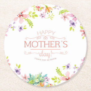 Elegant Floral Happy Mother's Day Coaster