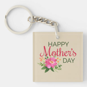 Elegant Floral Happy Mother's Day Keychain