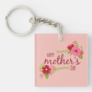 Elegant Floral Happy Mother's Day Keychain