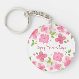 Elegant Floral Happy Mother's Day Keychain
