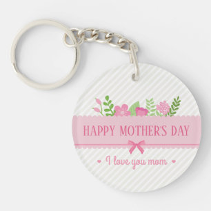 Elegant Floral Happy Mother's Day   Keychain