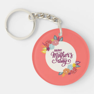 Elegant Floral Happy Mother's Day   Keychain