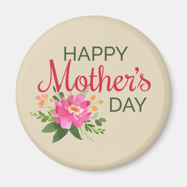 Elegant Floral Happy Mother's Day | Magnet (Front)