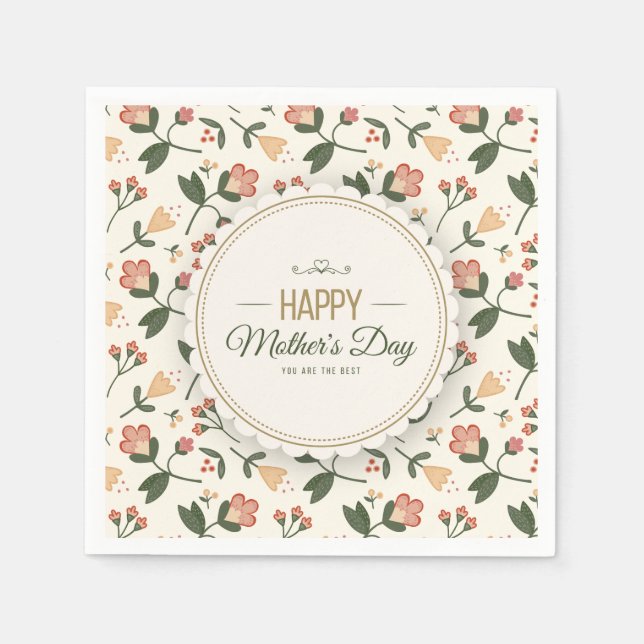 Elegant Floral Happy Mother's Day | Napkin (Front)