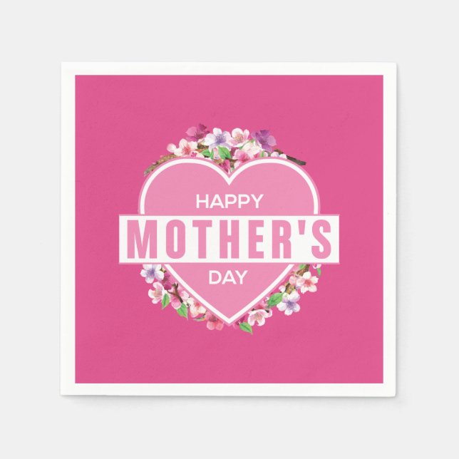 Elegant Floral Happy Mother's Day | Napkin (Front)