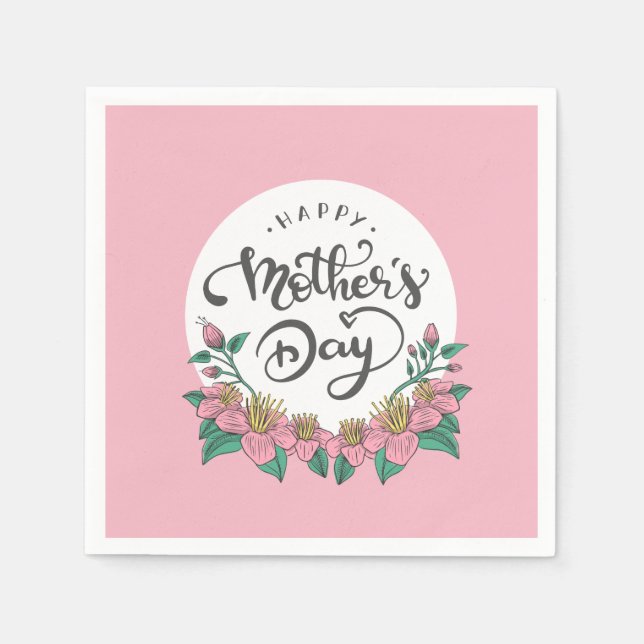 Elegant Floral Happy Mother's Day | Napkin (Front)