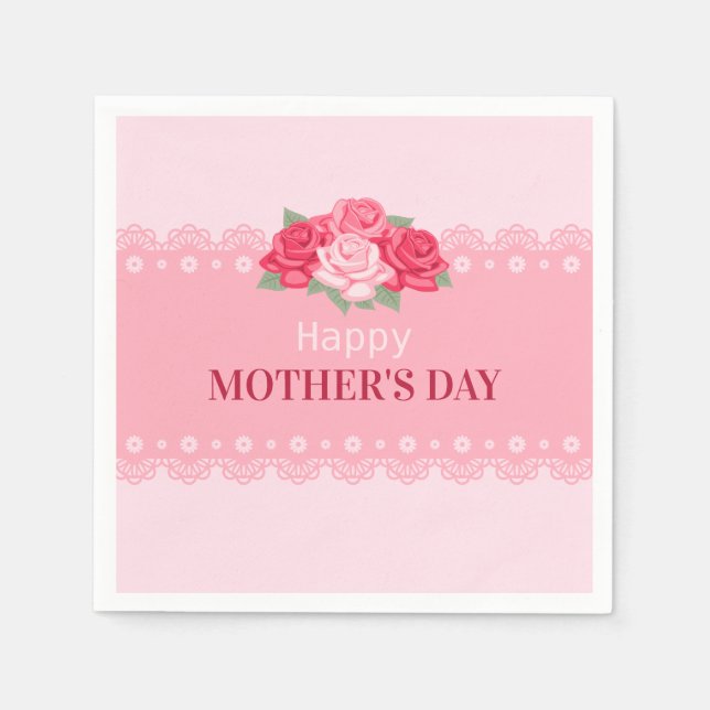 Elegant Floral Happy Mother's Day | Napkin (Front)
