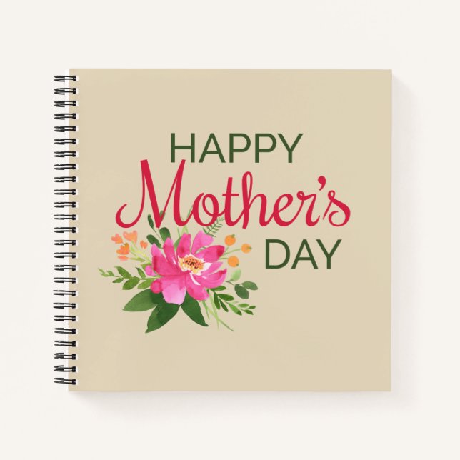 Elegant Floral Happy Mother's Day | Notebook (Front)