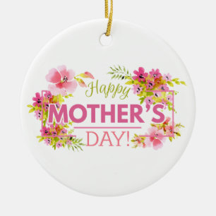Elegant Floral Happy Mother's Day   Ornament