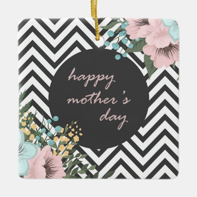 Elegant Floral Happy Mother's Day | Ornament (Front)
