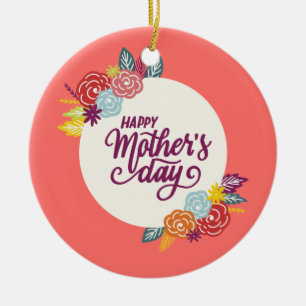 Elegant Floral Happy Mother's Day   Ornament