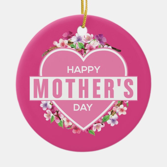 Elegant Floral Happy Mother's Day | Ornament (Front)