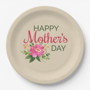 Elegant Floral Happy Mother's Day   Paper Plate