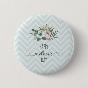Elegant Floral Happy Mother's Day Pin Button