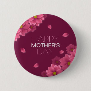 Elegant Floral Happy Mother's Day Pin Button