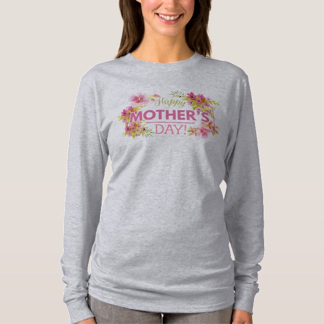 Elegant Floral Happy Mother's Day | Sleeve Shirt (Front)