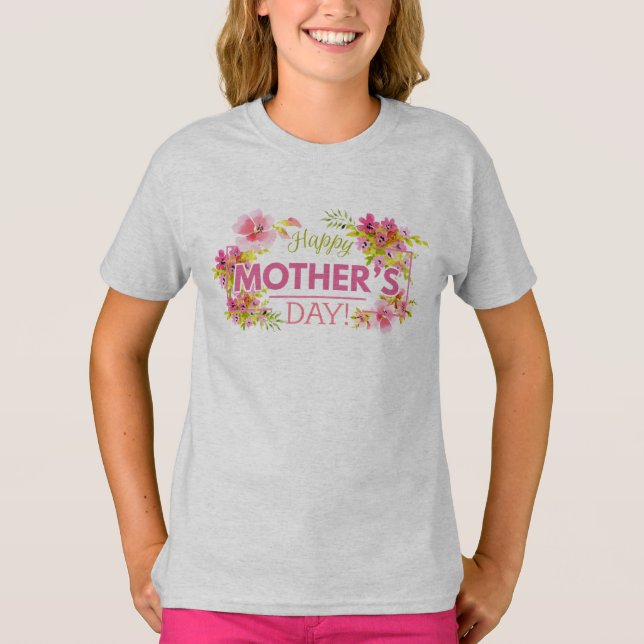 Elegant Floral Happy Mother's Day | Sleeve Shirt (Front)