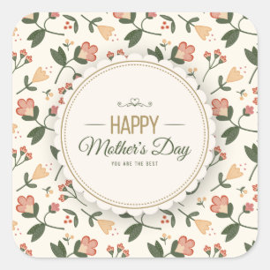 Elegant Floral Happy Mother's Day Sticker Seal