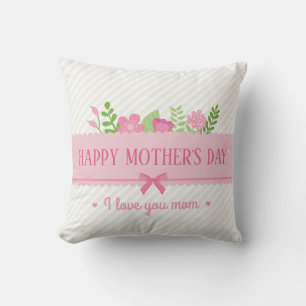 Elegant Floral Happy Mother's Day Throw Pillow