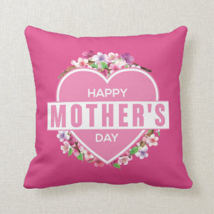 Elegant Floral Happy Mother's Day   Throw Pillow