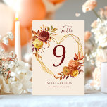 Elegant Floral Heart Boho Fall in Love Wedding Table Number<br><div class="desc">Add a romantic and stylish touch to your reception décor with the Modern Elegant Boho Floral Heart Fall in Love Wedding Table Number. Designed for couples who love warm, natural aesthetics, this table number features a beautifully arranged floral heart with soft boho-inspired elements that create a charming and elegant presentation....</div>