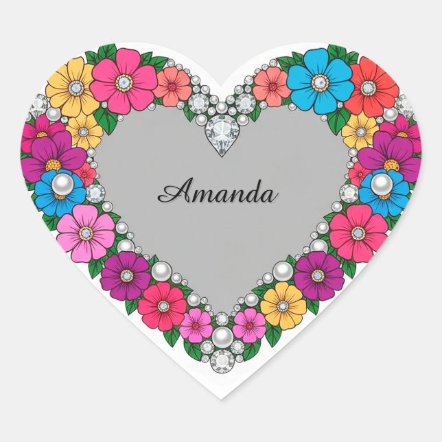 Elegant Floral Heart Design Sticker (Front)