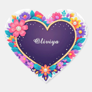 Elegant Floral Heart Design Sticker