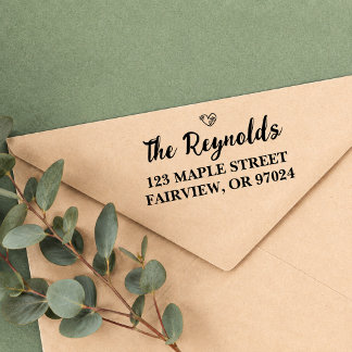 Elegant Floral Heart Family Return Address Self-inking Stamp