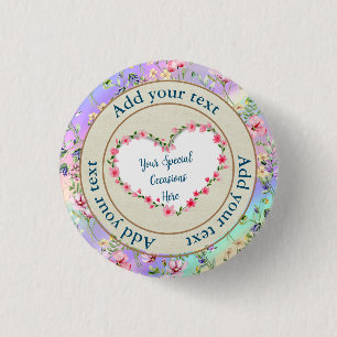 Elegant Floral Heart Frame: for Every Occasion 3 Cm Round Badge