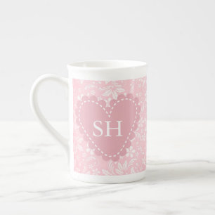 Elegant Floral Heart Frame: for Every Occasion Bone China Mug