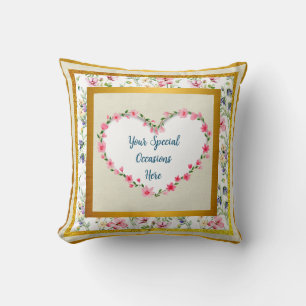 Elegant Floral Heart Frame: for Every Occasion Cushion