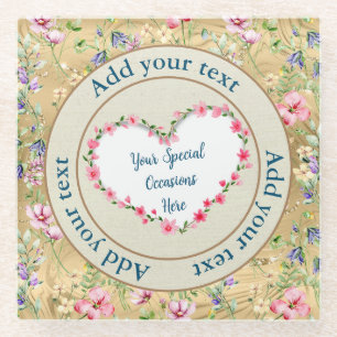 Elegant Floral Heart Frame: for Every Occasion Glass Coaster