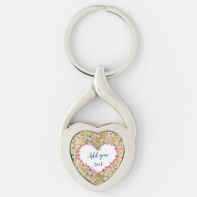 Elegant Floral Heart Frame: for Every Occasion Key Ring (Front)