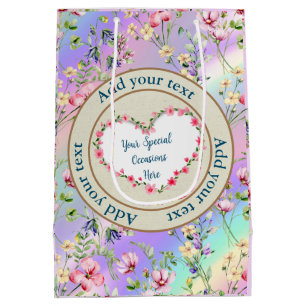 Elegant Floral Heart Frame: for Every Occasion Medium Gift Bag