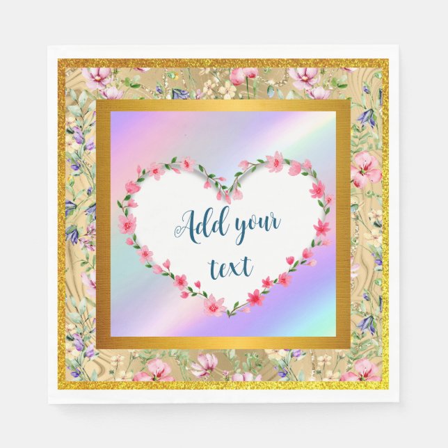 Elegant Floral Heart Frame: for Every Occasion Napkin (Front)
