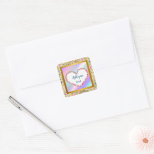 Elegant Floral Heart Frame: for Every Occasion Square Sticker
