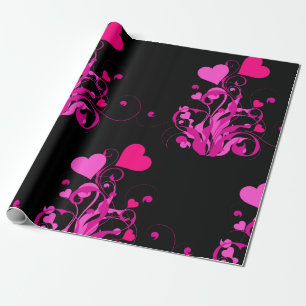 Elegant Floral Heart Pattern Wrapping Paper