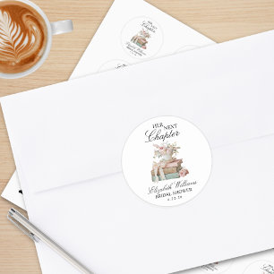 Elegant Floral Her Next Chapter Bridal Shower  Classic Round Sticker