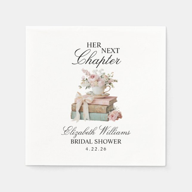 Elegant Floral Her Next Chapter Bridal Shower  Napkin (Front)