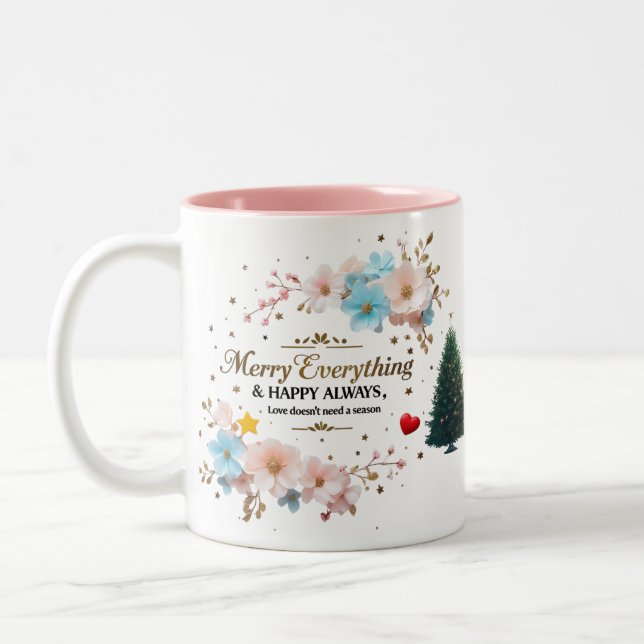 Elegant Floral Holiday Coffee Cup (Left)