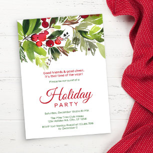Elegant Floral Holiday Party Invitation