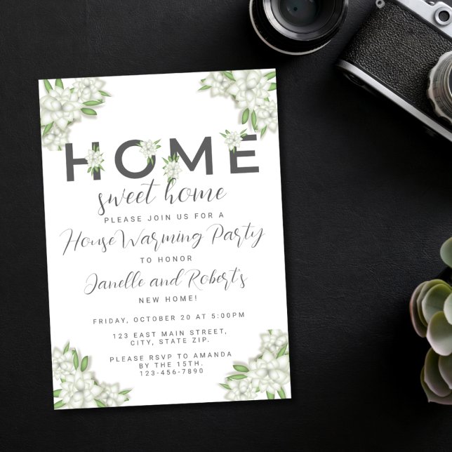 Elegant Floral Home Sweet Home House Warming Invitation (Creator Uploaded)