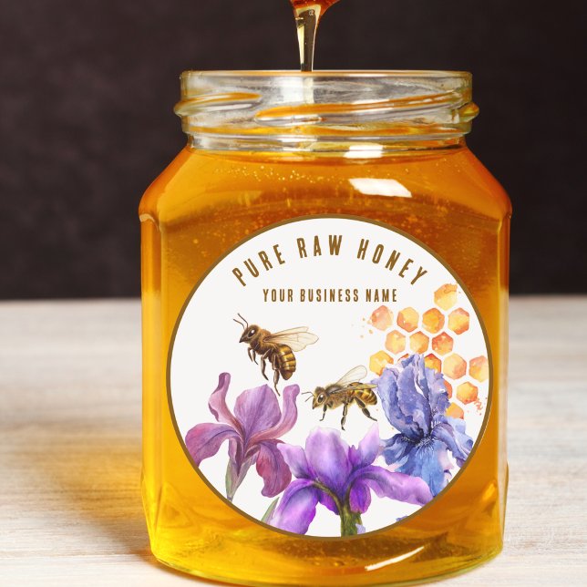 Elegant floral Honey Jar Bee Label (Creator Uploaded)