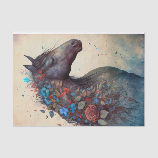 Elegant Floral Horse Tissue Paper (Front)