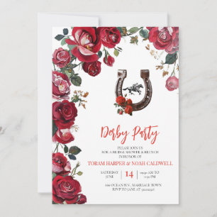 Elegant Floral Horseshoe Kentucky Derby Bridal Sho Invitation